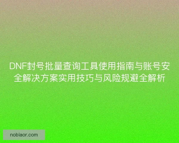 DNF封号批量查询工具使用指南与账号安全解决方案实用技巧与风险规避全解析